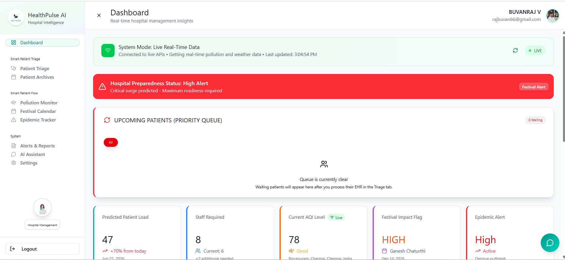 HealthPulse-AI assistant dashboard preview